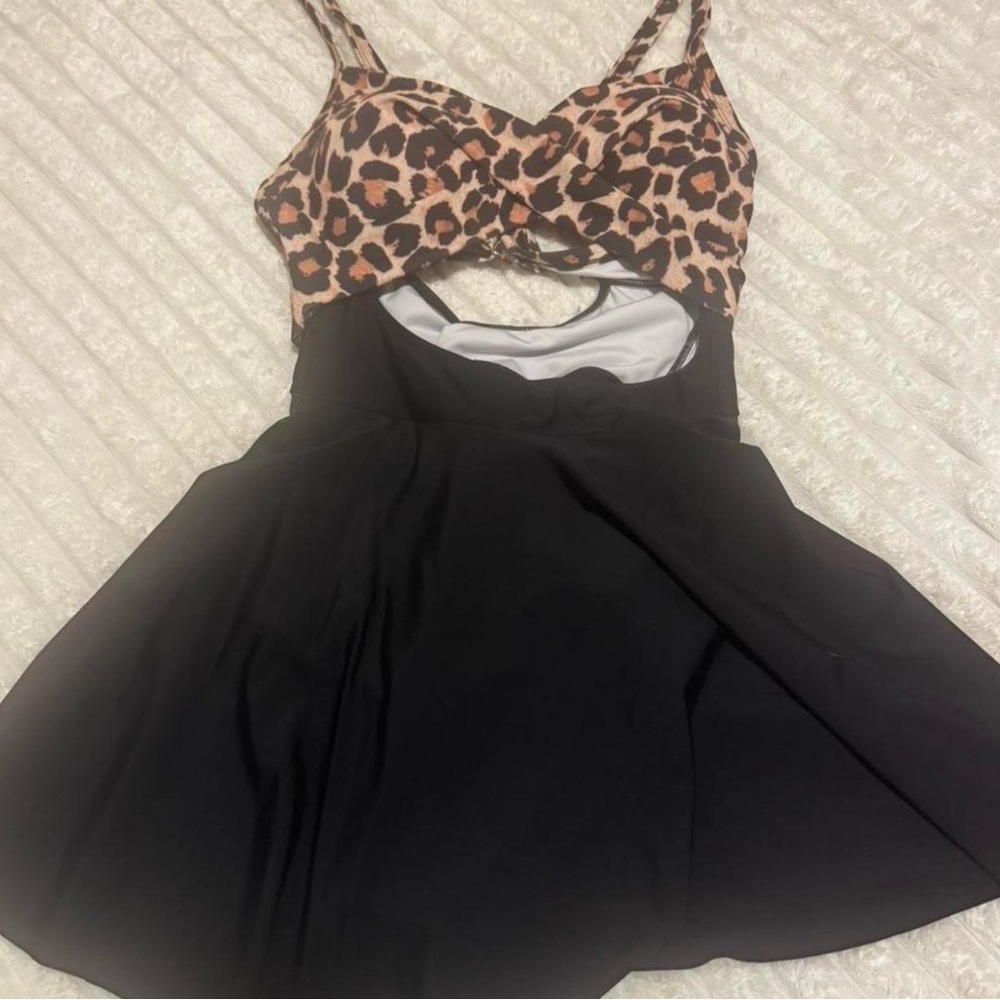 Amazon Leopard Print and Black One Piece Swimsuit